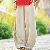 Thumbnail for Cotton Linen Style Bloomers Wide Leg Pants