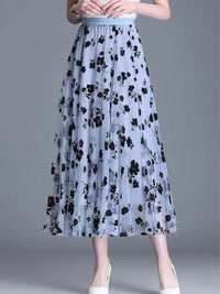 Thumbnail for Mesh Floral Skirt For Women