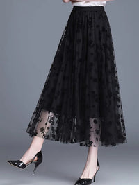 Thumbnail for Mesh Floral Skirt For Women