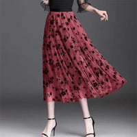 Thumbnail for Mesh Floral Skirt For Women