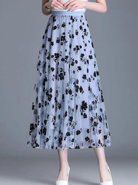 Thumbnail for Mesh Floral Skirt For Women