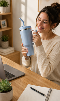 40oz Insulated Travel Tumbler with Handle & Straw Lid