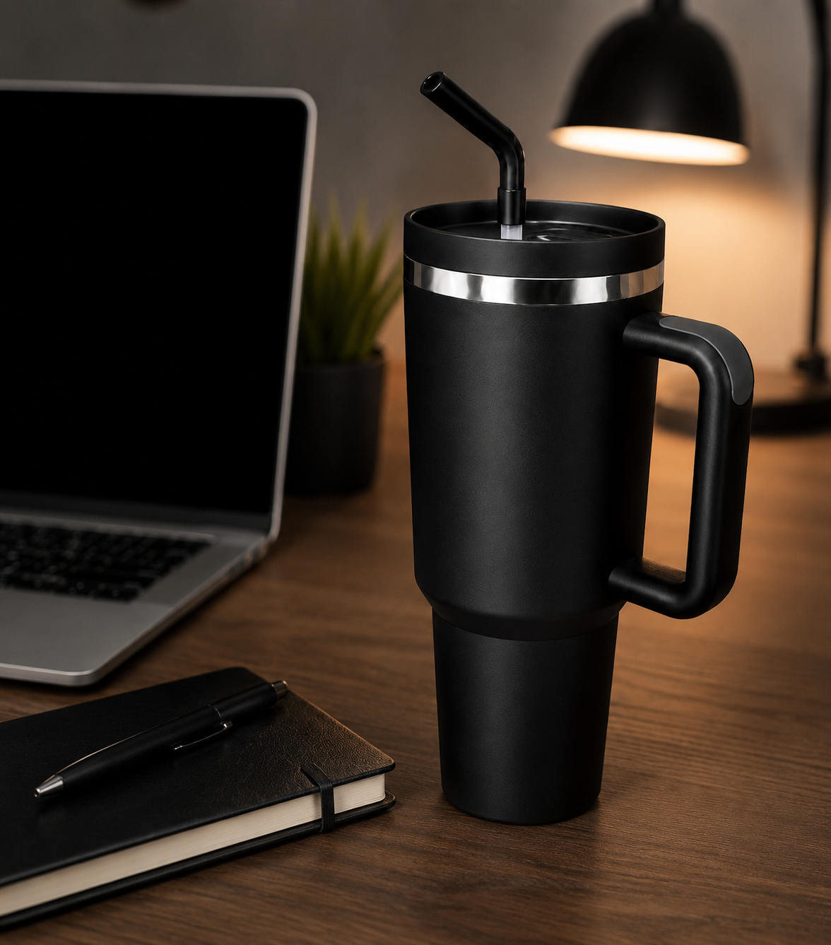 40oz Insulated Travel Tumbler with Handle & Straw Lid