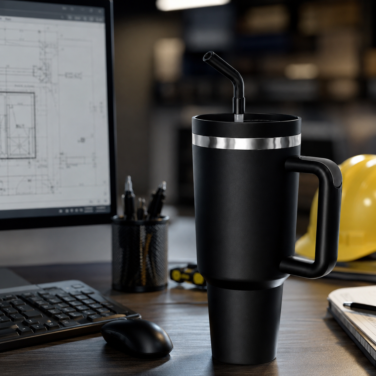 40oz Insulated Travel Tumbler with Handle & Straw Lid