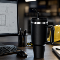 40oz Insulated Travel Tumbler with Handle & Straw Lid