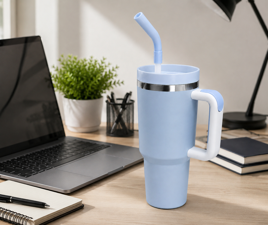 40oz Insulated Travel Tumbler with Handle &amp; Straw Lid
