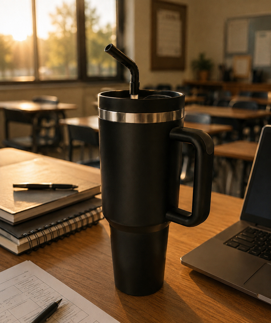 40oz Insulated Travel Tumbler with Handle &amp; Straw Lid