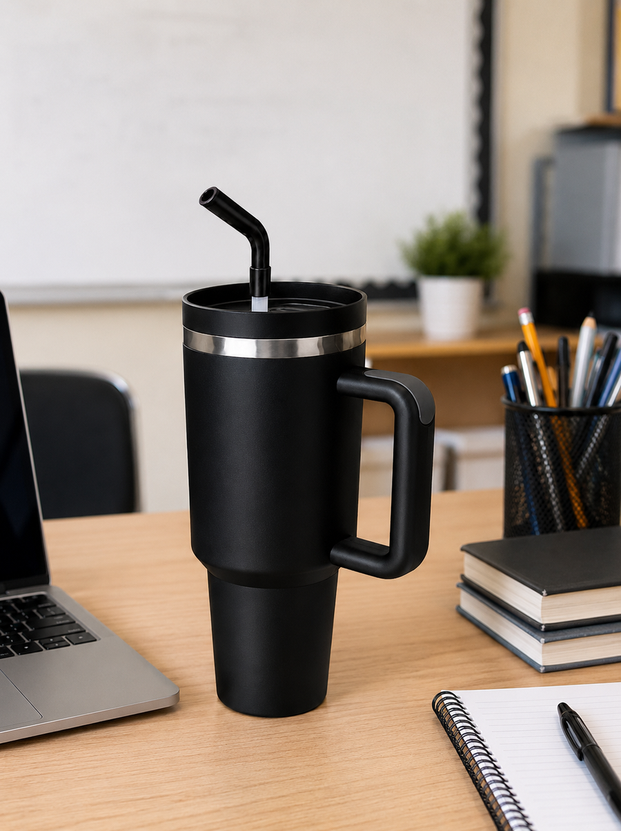 40oz Insulated Travel Tumbler with Handle &amp; Straw Lid