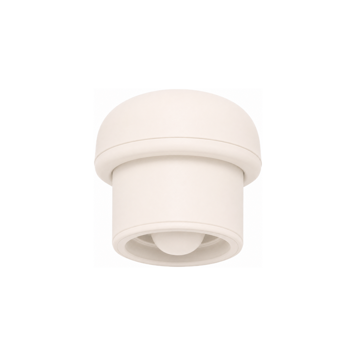 Pearl white silicone straw cap for tumblers on a white background