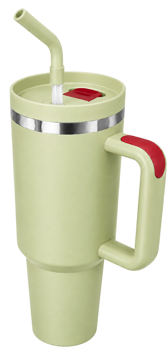 40oz Insulated Travel Tumbler with Handle & Straw Lid — Green