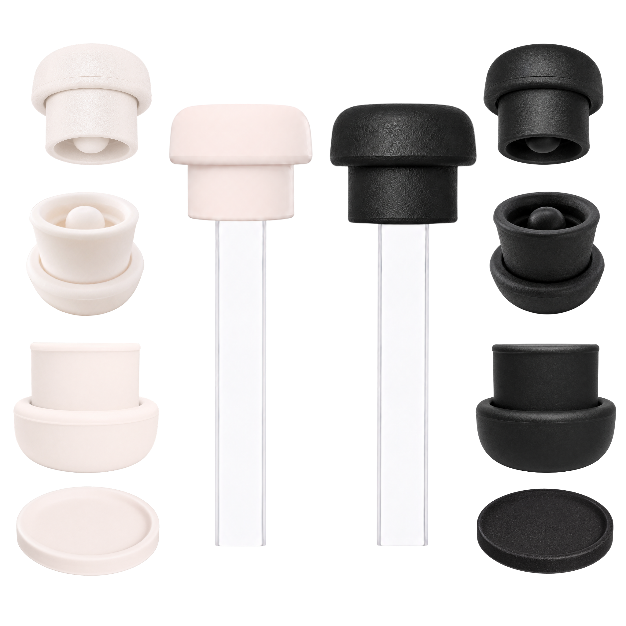 TickTrend Magnetic Silicone Straw Caps product overview — Pearl and Black