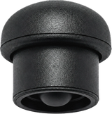 Close-up of a black magnetic silicone straw cover cap for compatible 40oz tumbler straws, showing the silicone design and compatibility with most 10–12mm reusable straws.