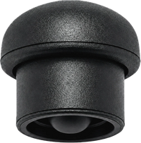 Close-up of a black magnetic silicone straw cover cap for compatible 40oz tumbler straws, showing the silicone design and compatibility with most 10–12mm reusable straws.