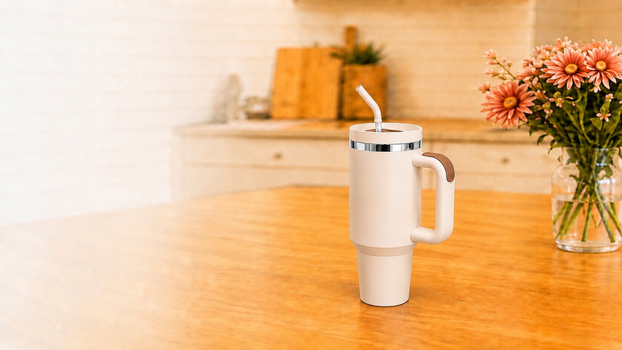 40oz Insulated Travel Tumbler with Handle &amp; Straw Lid