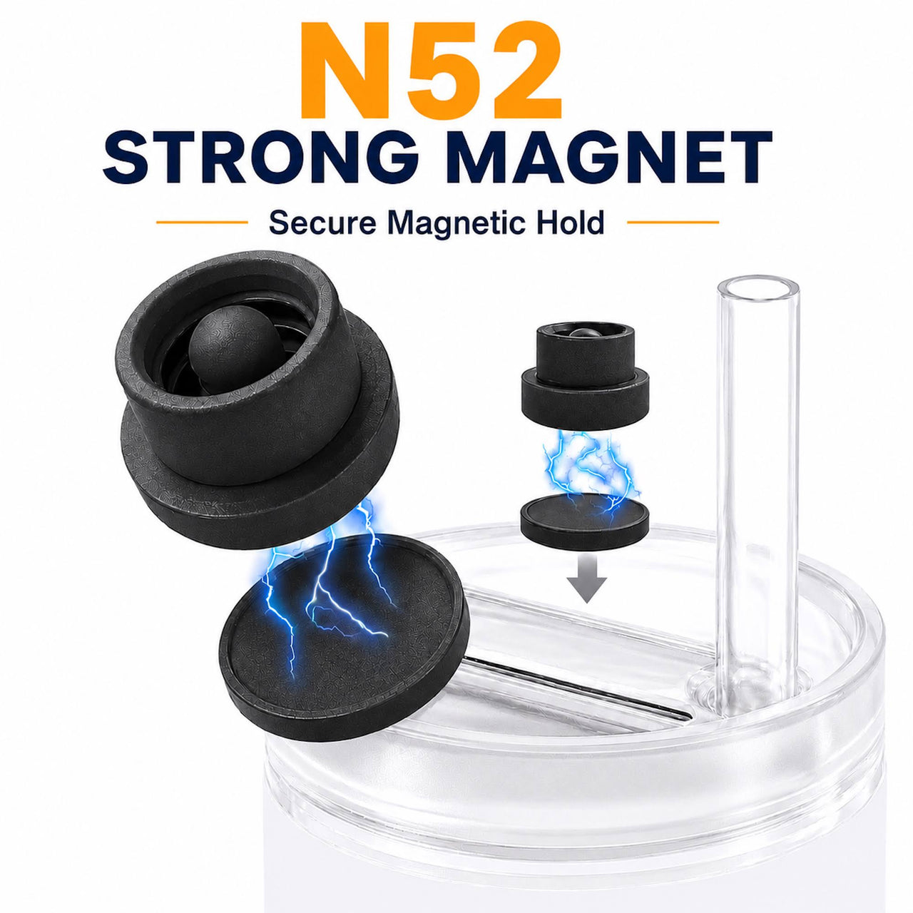 Magnetic Silicone Straw Cap (Black)