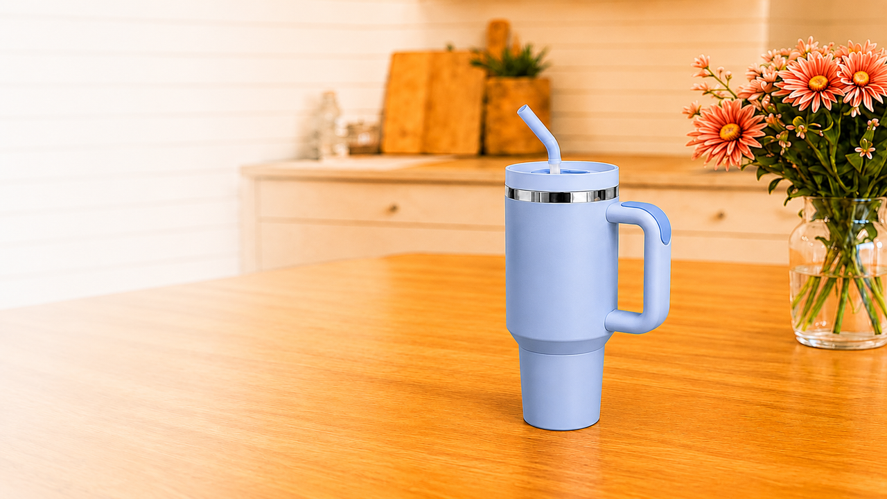 40oz Insulated Travel Tumbler with Handle & Straw Lid