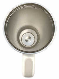 Top view of the stainless steel interior of a TickTrend 40 oz insulated tumbler with handle