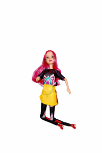 Zoey Demon Hunter anime doll with vibrant pink hair, colorful outfit, and articulated design. Fantasy-inspired collectible figure for anime fans, doll collectors, display collections, and gifting.